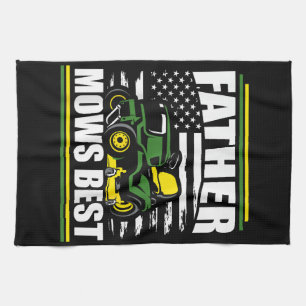 Pater Mows Best Funny Lawn Mower American Flag Fla Geschirrtuch