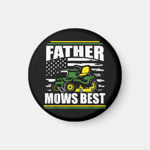 Pater Mows Best Funny Lawn Mower American Flag Fla Magnet