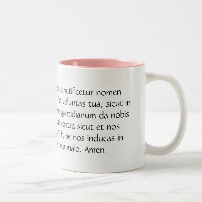 Pater Noster oder das unser Vatergebet im Latein Zweifarbige Tasse (Rechts)