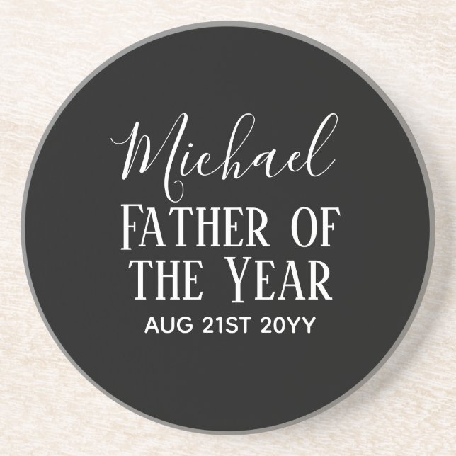 Pater of the YEAR VATER Husband Man CUSTOPM TEXT Getränkeuntersetzer (Vorne)