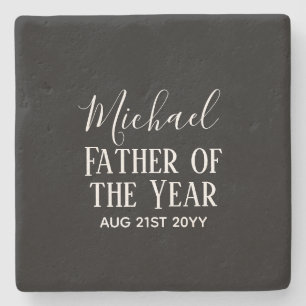 Pater of the YEAR VATER Husband Man CUSTOPM TEXT Steinuntersetzer