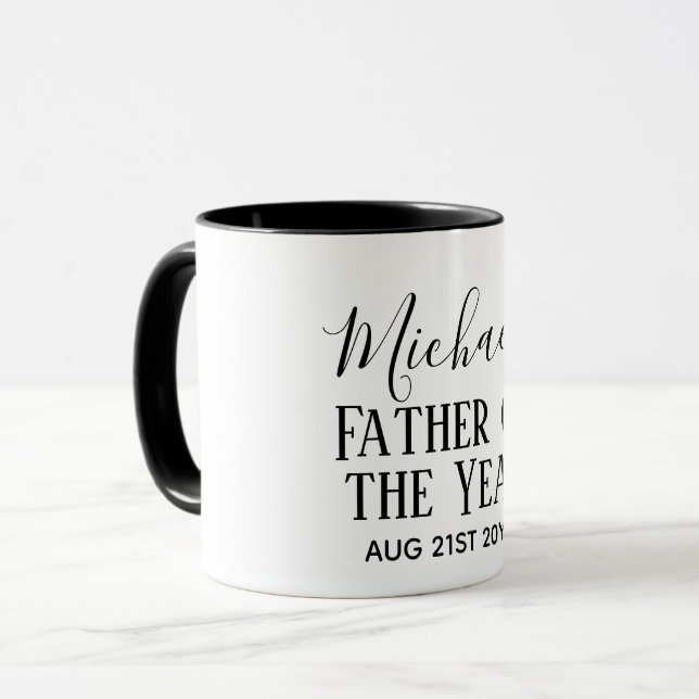 Pater of the YEAR VATER Husband Man CUSTOPM TEXT Tasse (Vorderseite Links)