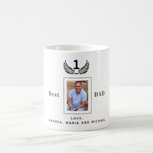 Pater Papa Foto Schwarz-weiße Namen Kaffeetasse (Mittel)