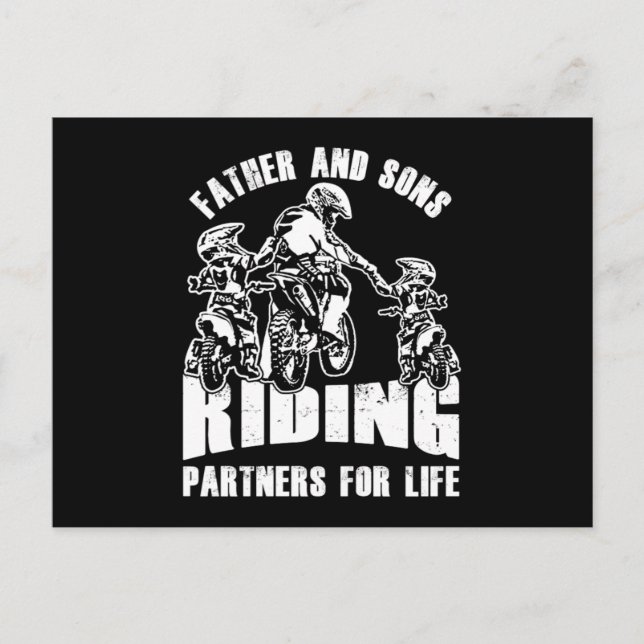 Pater Sons Riding Partners Biker Vater Motorrad Postkarte (Vorderseite)