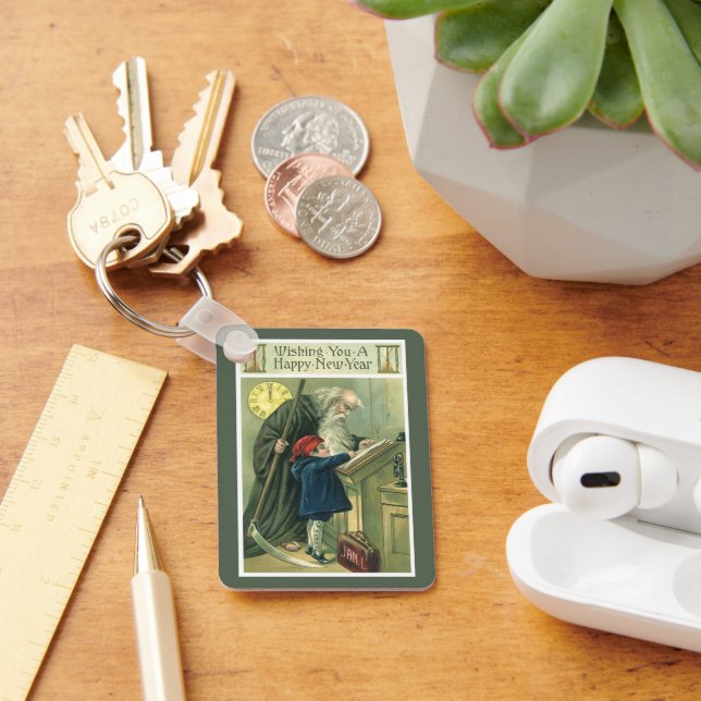 Pater Time wünscht Ihnen ein glückliches neues Jah Schlüsselanhänger (Schreibtisch)