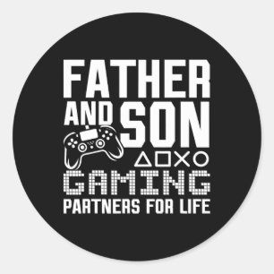 Pater und Son Gaming-Partner für das Leben Funny G Runder Aufkleber