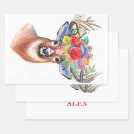 Paterna Blume Rentier Weihnachtsmagie Geschenkpapier Set