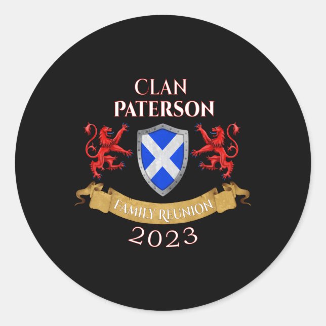 Paterson Family Wiedersehen 2023 Scottish Clan Runder Aufkleber (Vorderseite)