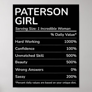 Paterson-Mädchen Lustiges New Jersey Heimatort Poster