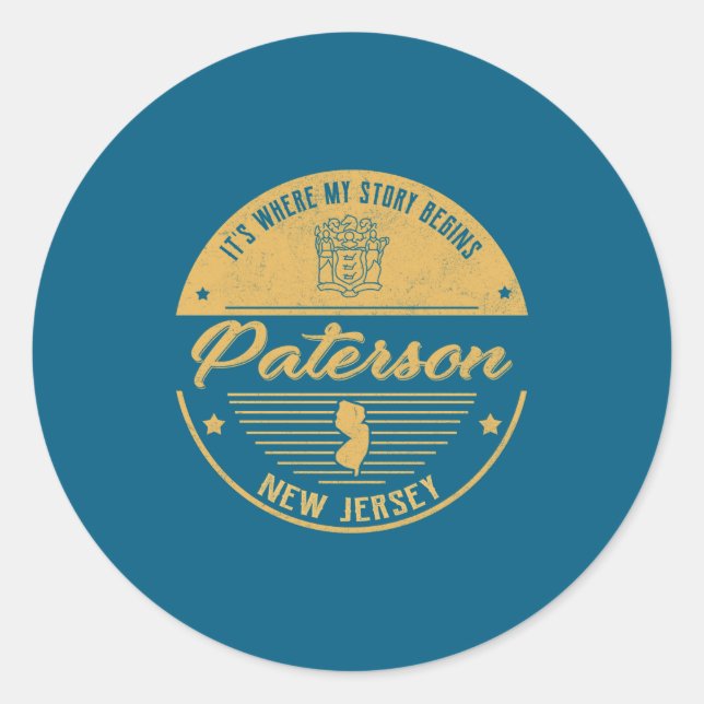 Paterson New Jersey Its Where My Story Begins _1  Runder Aufkleber (Vorderseite)