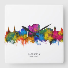 Paterson New Jersey Skyline Quadratische Wanduhr
