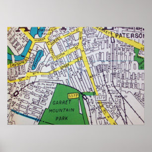 Paterson, NJ Vintag Map Poster