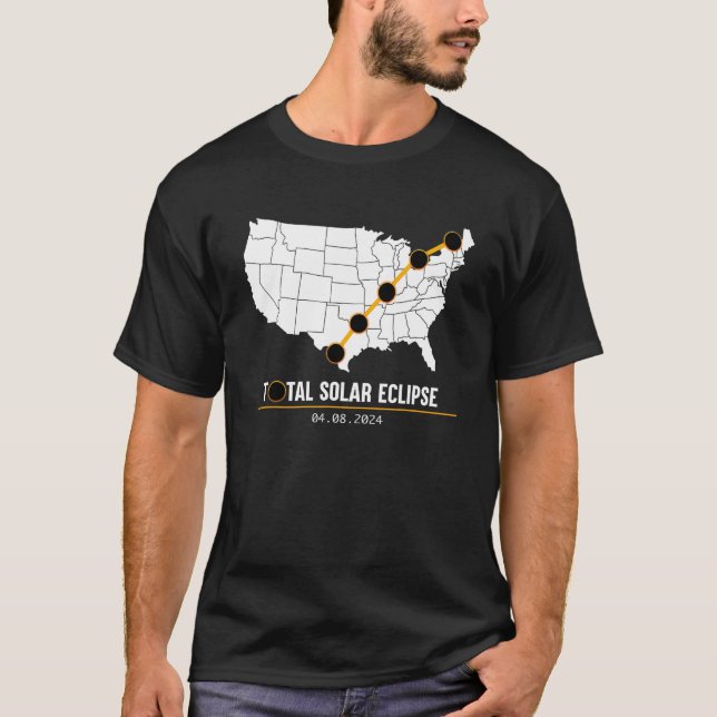 Path of Totality Map America Eclipse Shirt April 8 (Vorderseite)