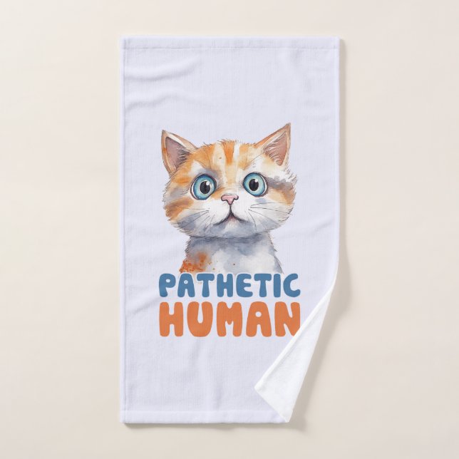 Pathetischer Mensch - Sarcastic Cat Design Badhandtuch Set (Handtuch)