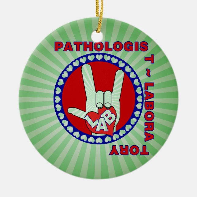 PATHOLOGIST SQUARE ASL LIEBE LOGO KERAMIKORNAMENT (Vorne)