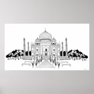 Pathway by Taj Mahal Poster