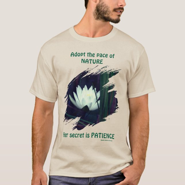 Patience Emerson Inspirational Quote Lotus  T-Shirt (Vorderseite)