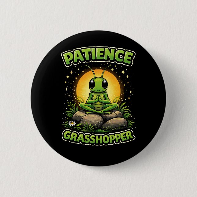 Patience Grasshopper Button (Vorderseite)