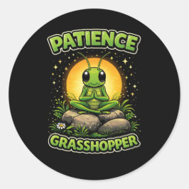 Patience Grasshopper Runder Aufkleber