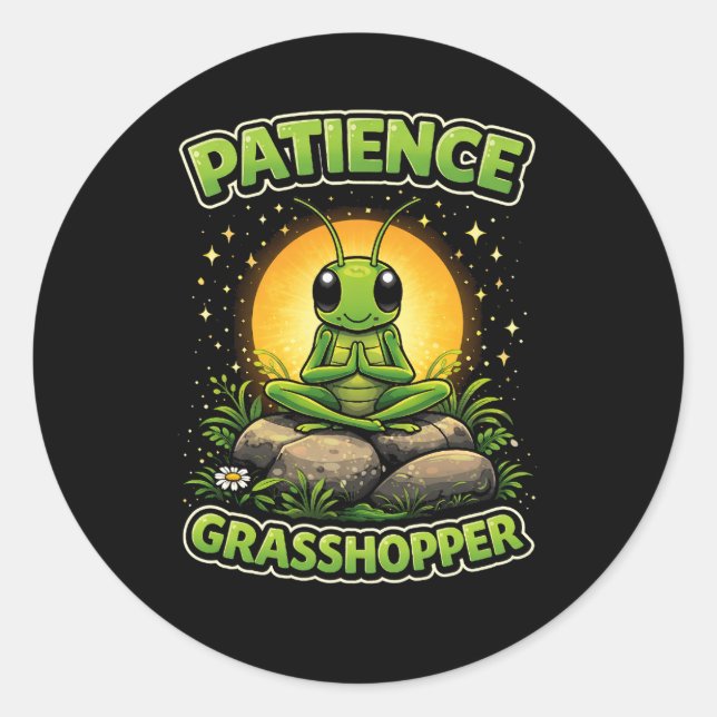 Patience Grasshopper Runder Aufkleber (Vorderseite)