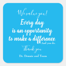 Patient danke Ihnen Blue White Typografy Quadratischer Aufkleber