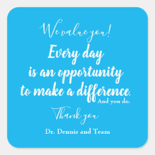 Patient danke Ihnen Blue White Typografy Quadratischer Aufkleber