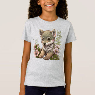 Patient Little Wolf Pup Girls T - Shirt