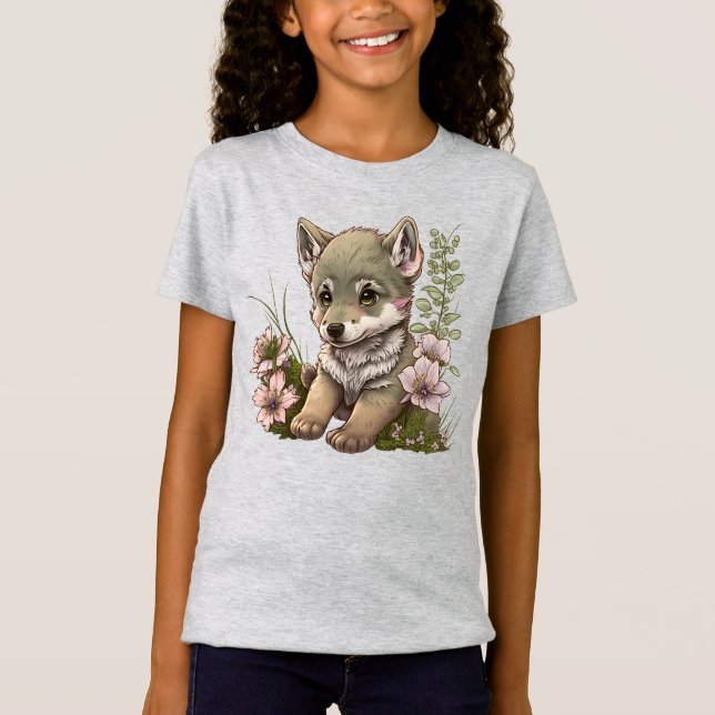 Patient Little Wolf Pup Girls T - Shirt (Vorderseite)