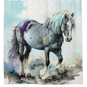 Patient Shire Horse Aquarell Duschvorhang