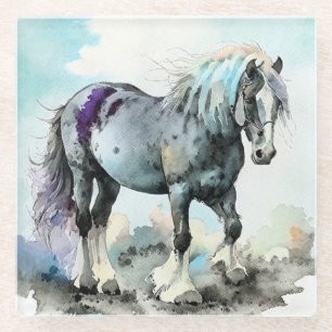 Patient Shire Horse Aquarell Glasuntersetzer