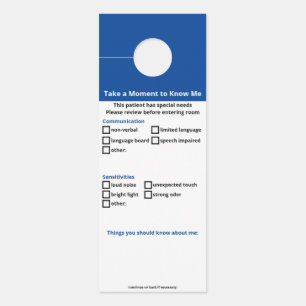 Patienten mit besonderen Bedürfnissen - keine Logo Türanhänger