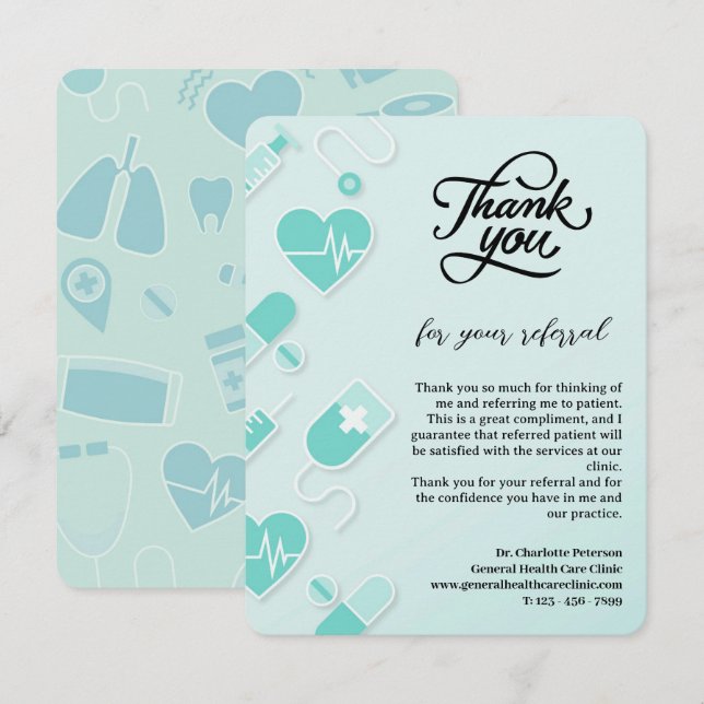 Patientenreferenz Dankeskarte (Vorne/Hinten)