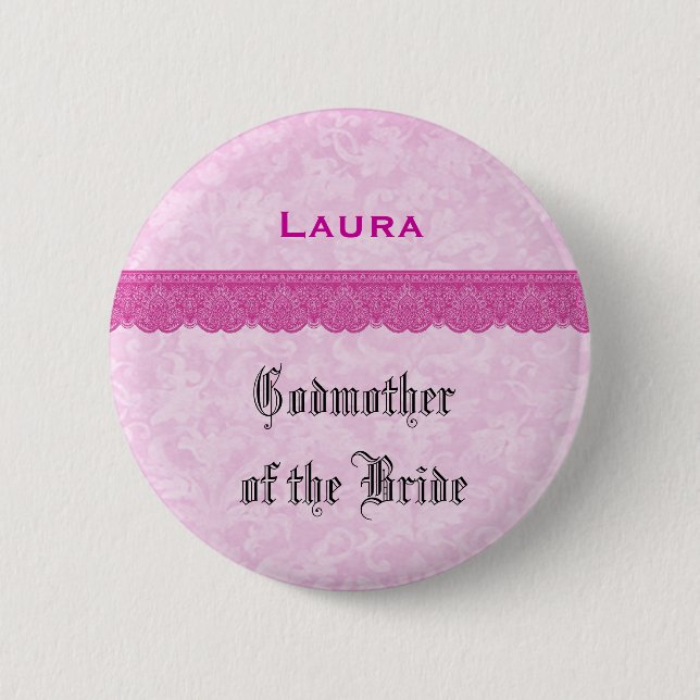 Patin des Braut-Rosa-Spitze-Bandes Button (Vorderseite)