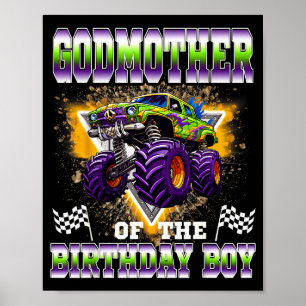 Patin des Geburtstagsjungen-Monstertruck-Geburtst Poster