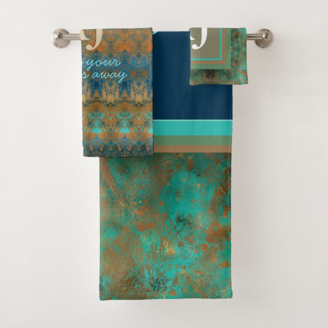 Patina - aquamariner, rostiger, benutzerdefinierte badhandtuch set (Insitu)