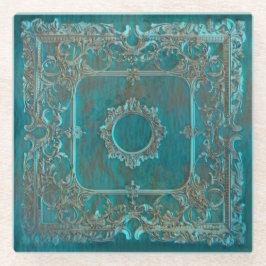 Patina aus der alten Welt sieht glänzend aus Glasuntersetzer