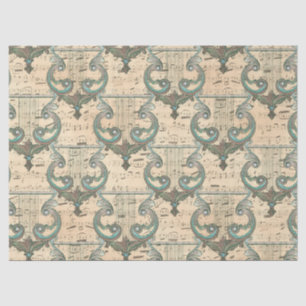 Patina Harps und Musiknote über Cream Decoupage Seidenpapier