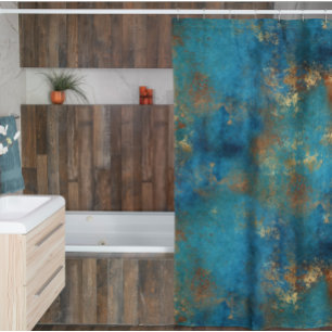 Patina Kupfer Türkis Grunge Oberfläche mit Abnutzu Duschvorhang