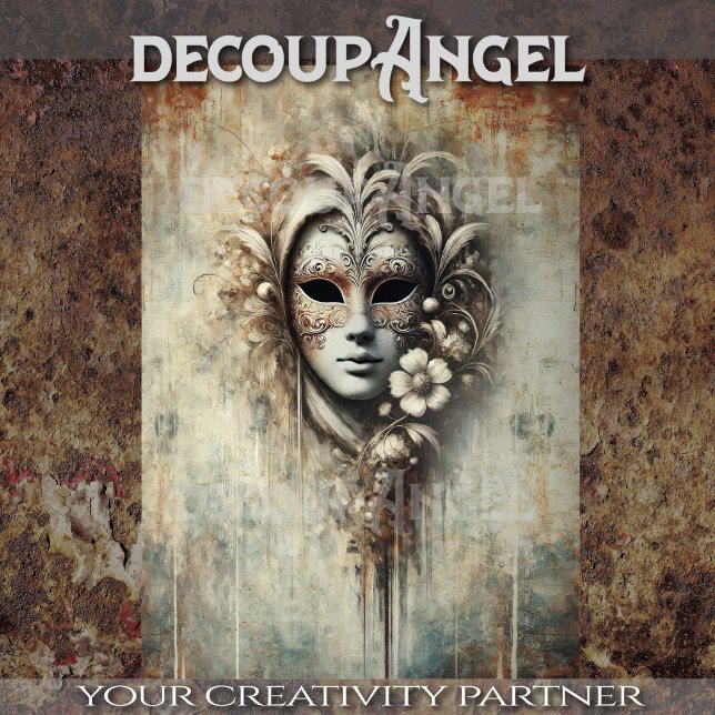 Patina mit Venezianischer Maske - Dekoupage Seidenpapier (Von Creator hochgeladen)