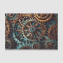 Patina Rusty Gears Decoupage Paper