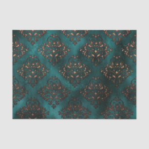 Patina und Rust Damask Aquamarines Gewebepapier Seidenpapier