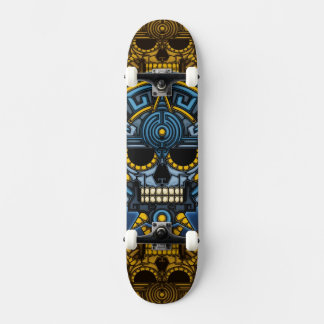 Patineta cráneo azteca skateboard