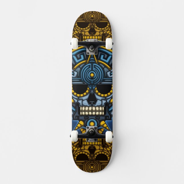 Patineta cráneo azteca  skateboard (Vorderseite)