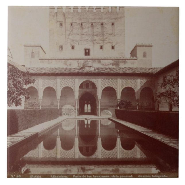 Patio de Los Arrayanes, Alhambra, c.1875-80 (Sepia Fliese (Vorderseite)