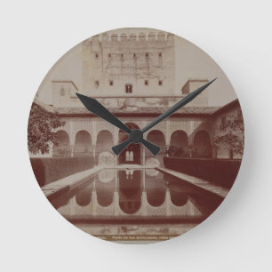 Patio de Los Arrayanes, Alhambra, c.1875-80 (Sepia Runde Wanduhr
