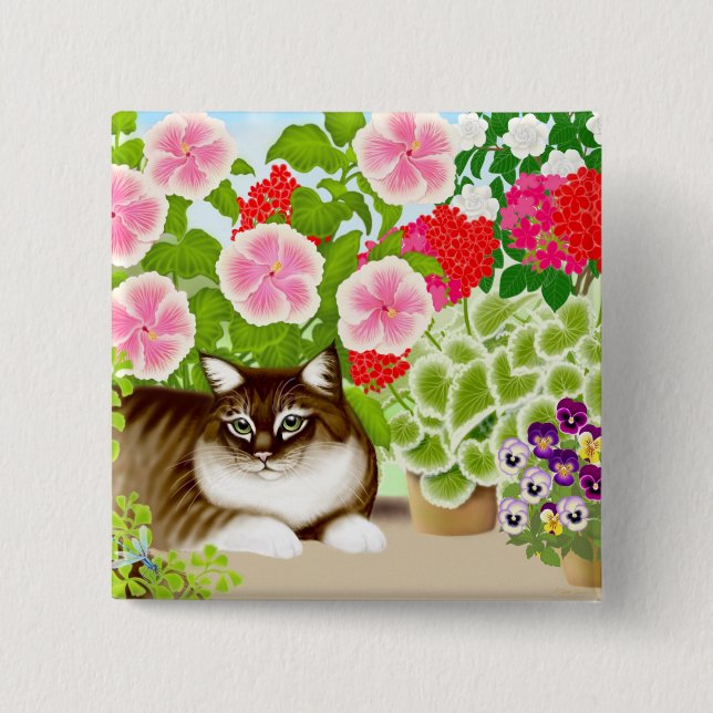 Patio-Dschungel-Tiger-Katzen-Button Button (Vorderseite)