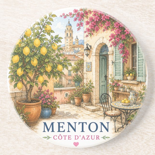Patio Menton French Riviera coasters Getränkeuntersetzer (Vorne)