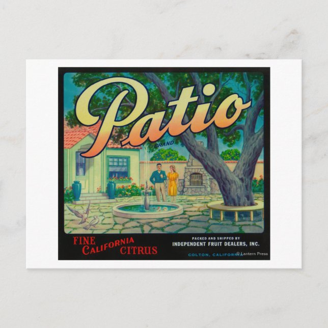 Patio Orange LabelColton, CA Postkarte (Vorderseite)