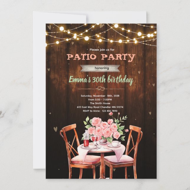 Patio theme party invitation einladung (Vorderseite)
