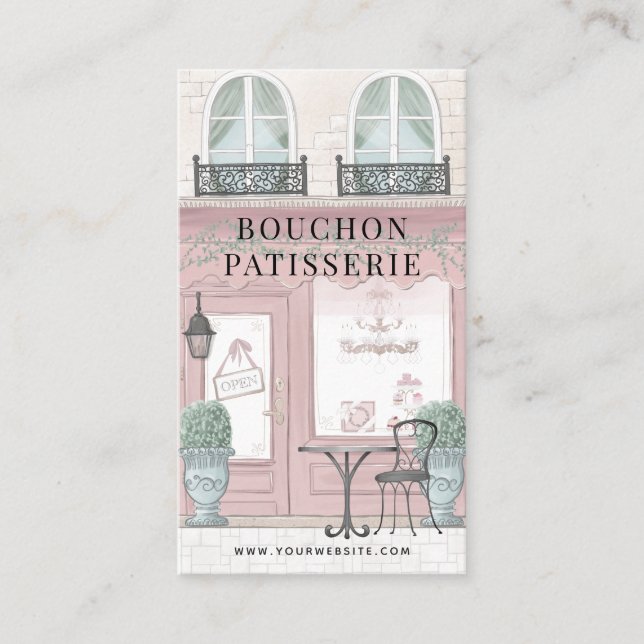 Patisserie Café Pink Business Card Visitenkarte (Vorderseite)